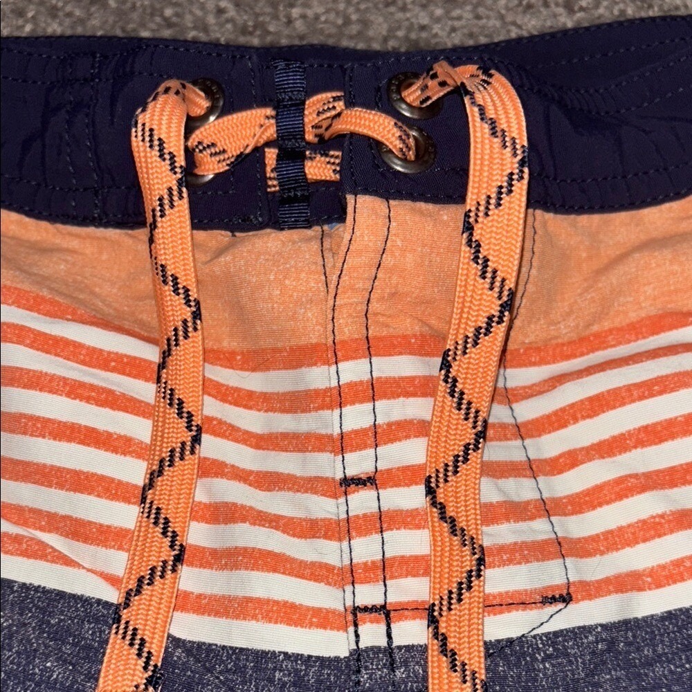 Patagonia Boys Striped Board Shorts Swim Trunks Orange Blue Size 10 - Picture 3 of 8